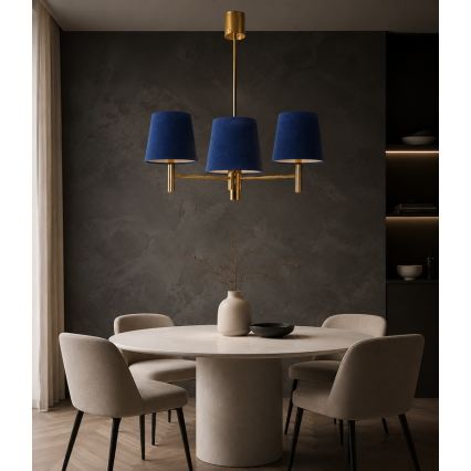 Brilagi - Stangen-Pendelleuchte MONTE 3xE27/15W/230V blau/gold