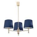 Brilagi - Stangen-Pendelleuchte MONTE 3xE27/60W/230V blau/gold