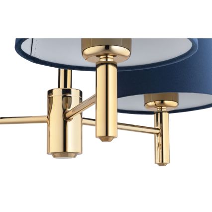 Brilagi - Stangen-Pendelleuchte MONTE 3xE27/60W/230V blau/gold
