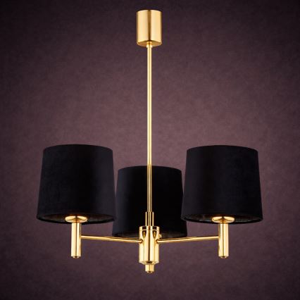 Brilagi - Stangen-Pendelleuchte MONTE 3xE27/60W/230V schwarz/gold