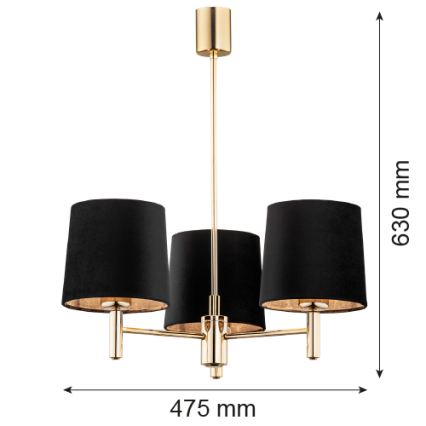 Brilagi - Stangen-Pendelleuchte MONTE 3xE27/60W/230V schwarz/gold