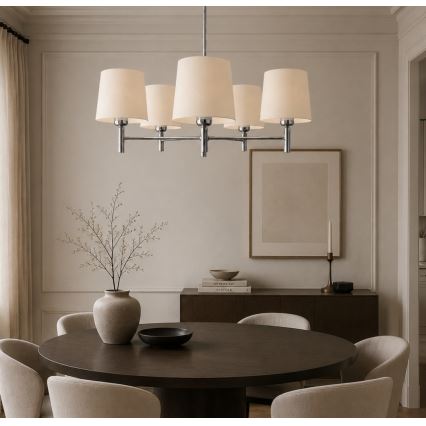 Brilagi - Stangen-Pendelleuchte MONTE 5xE27/60W/230V creme/hochglanzchrom