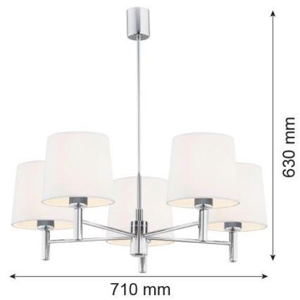 Brilagi - Stangen-Pendelleuchte MONTE 5xE27/60W/230V creme/hochglanzchrom