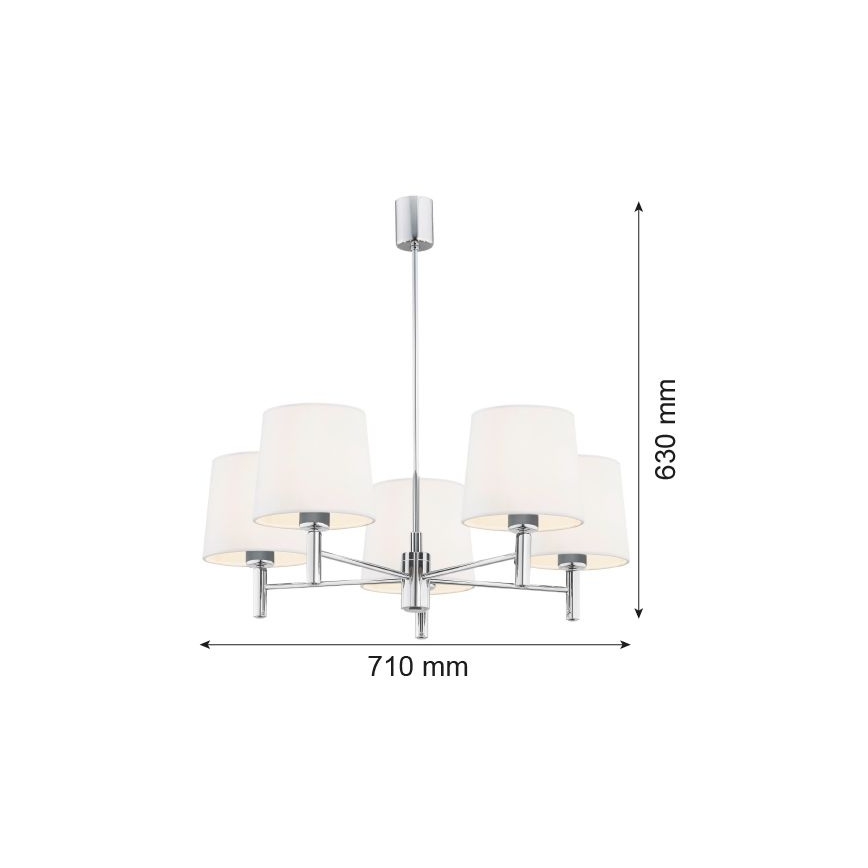 Brilagi - Stangen-Pendelleuchte MONTE 5xE27/60W/230V creme/hochglanzchrom