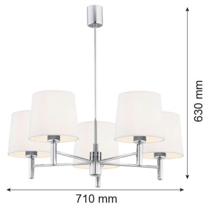 BRILAGI - Stangen-Pendelleuchte MONTE 5xE27/60W/230V creme/hochglanzchrom