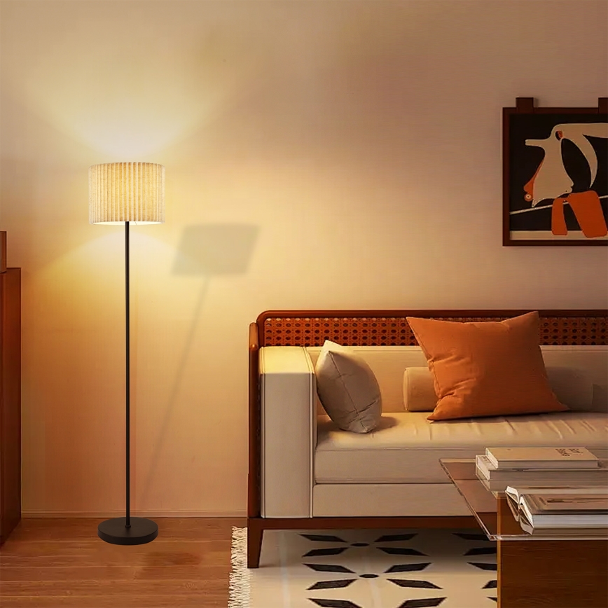 Brilagi - Stehlampe NORDIC WAVE 1xE27/15W/230V Leinen/Schwarz