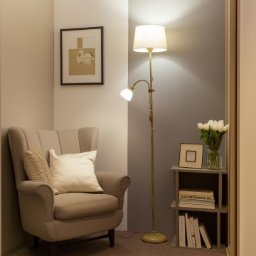 Brilagi - Stehleuchte CERIA, 1xE27/100W/230V + 1xE14/25W, gold/beige