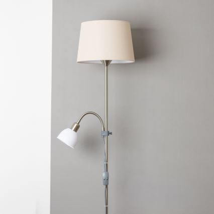 Brilagi - Stehleuchte CERIA 1xE27/100W/230V + 1xE14/25W mattchrom/beige