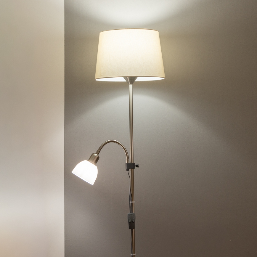 Brilagi - Stehleuchte CERIA 1xE27/100W/230V + 1xE14/25W mattchrom/beige