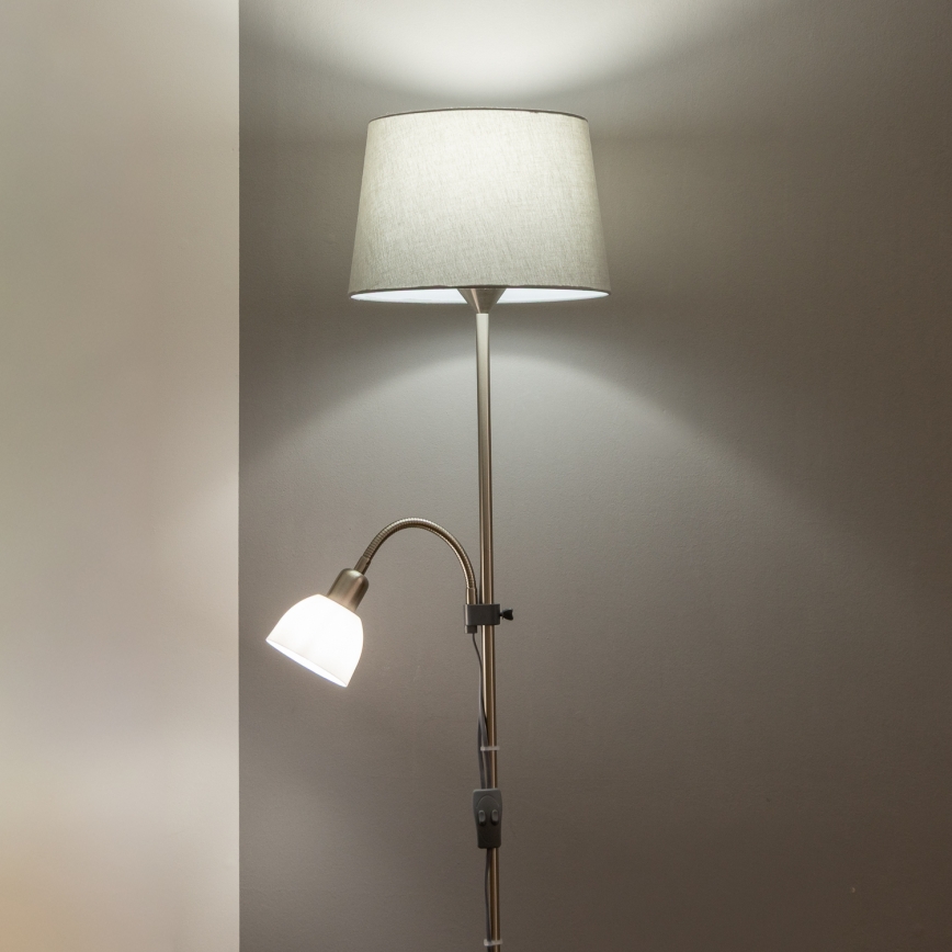 Brilagi - Stehleuchte CERIA 1xE27/100W/230V + 1xE14/25W mattchrom/grau