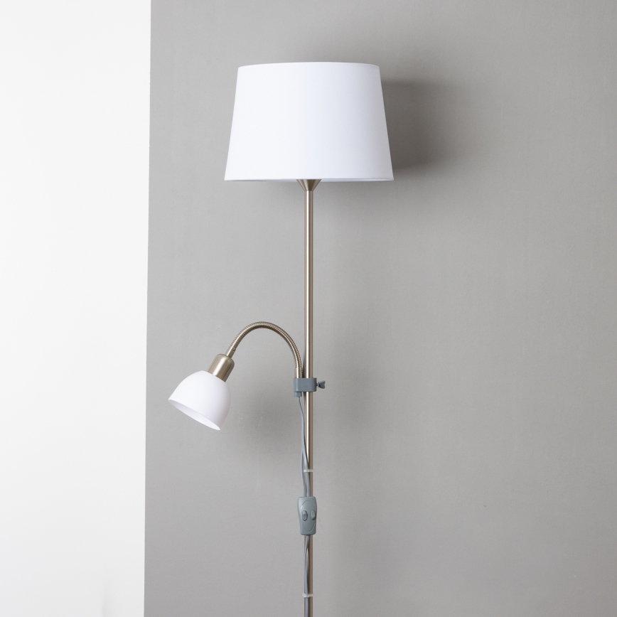 Brilagi - Stehleuchte CERIA 1xE27/100W/230V + 1xE14/25W mattchrom/weiß