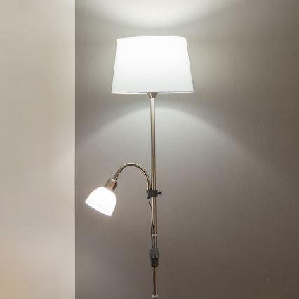 Brilagi - Stehleuchte CERIA 1xE27/100W/230V + 1xE14/25W mattchrom/weiß