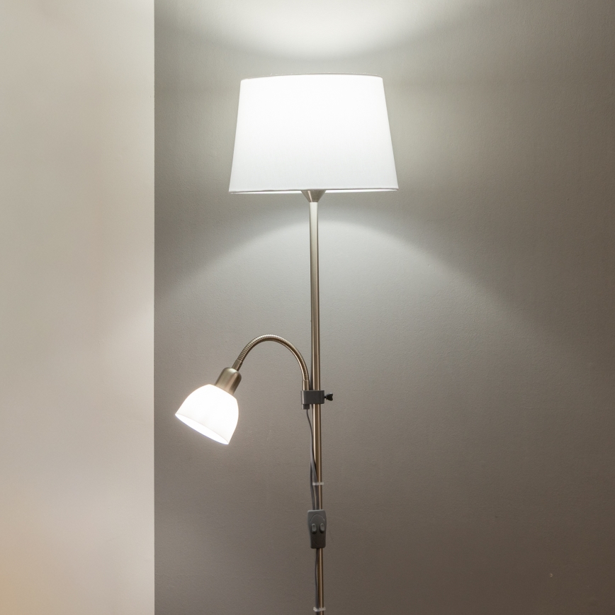 Brilagi - Stehleuchte CERIA 1xE27/100W/230V + 1xE14/25W mattchrom/weiß