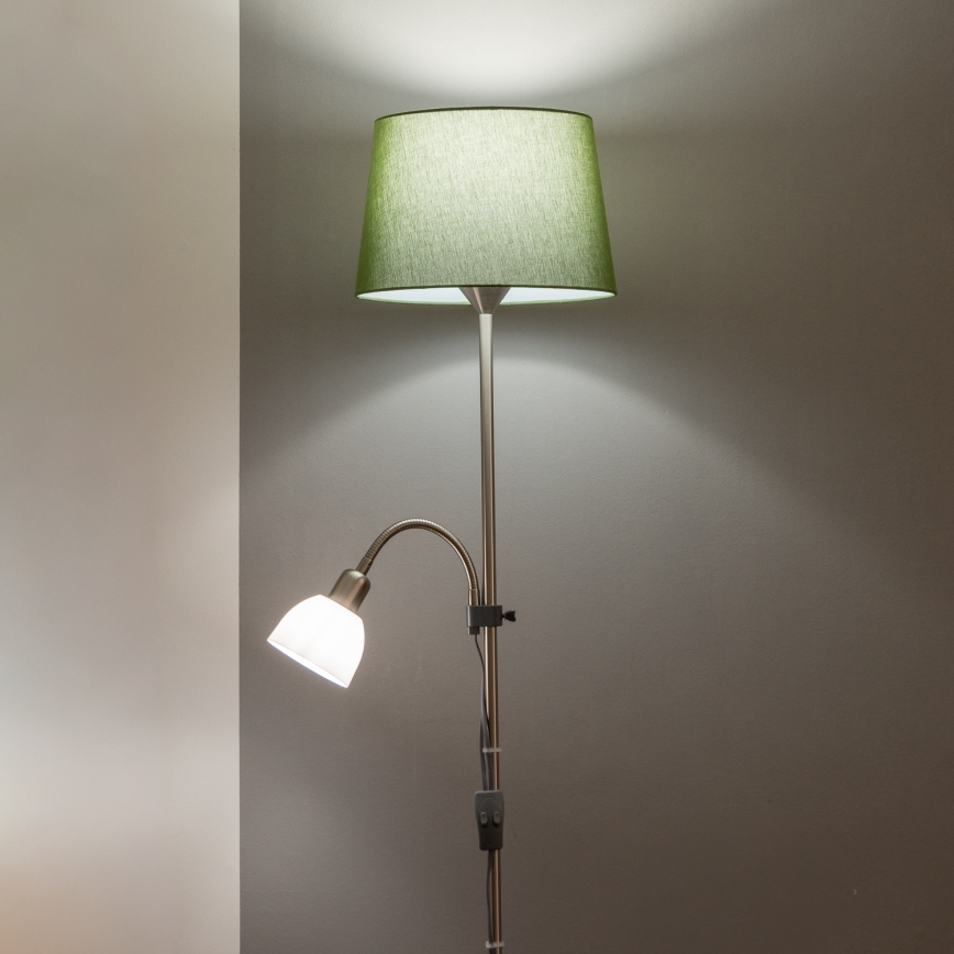 Brilagi - Stehleuchte CERIA 1xE27/100W/230V + 1xE14/25W mattierter Chrom/grün