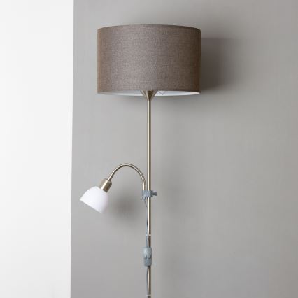 Brilagi - Stehleuchte CERIA 2-in-1 1xE27/100W/230V + 1xE14/25W mattchrom/braun