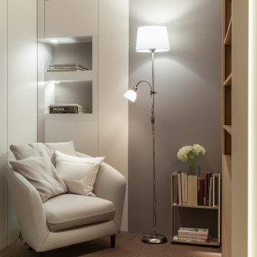 Brilagi - Stehleuchte CERIA 2-in-1 1xE27/100W/230V + 1xE14/25W mattchrom/weiß