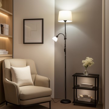 Brilagi - Stehleuchte CERIA 2-in-1 1xE27/100W/230V + 1xE14/25W schwarz/beige