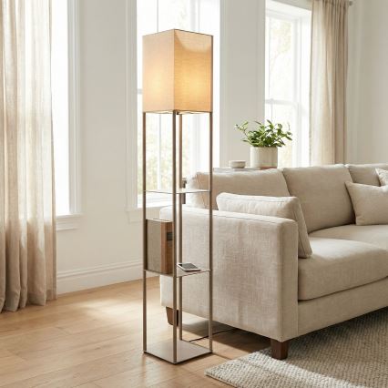 Brilagi - Stehleuchte mit Ablagen GRADUS 1xE27/40W/230V 150 cm grau/beige