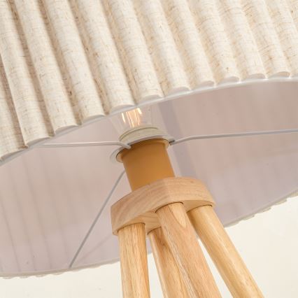 Brilagi - Stehleuchte NORDIC WAVE 1xE27/15W/230V Gummibaumholz/Leinen