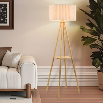 Brilagi - Stehleuchte NORDIC WAVE 1xE27/15W/230V Holz/Leinen