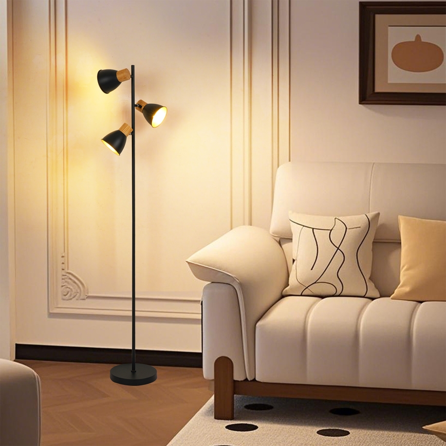 Brilagi - Stehleuchte ODENSE 3xE14/10W/230V Holz/Schwarz