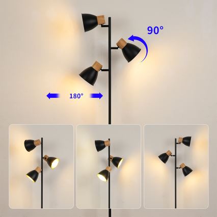 Brilagi - Stehleuchte ODENSE 3xE14/10W/230V Kautschukholz/schwarz