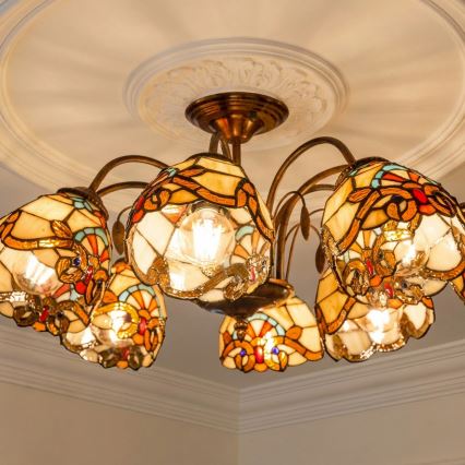 Brilagi - Tiffany-Buntglas-Aufbauleuchte MIRABELLA 8xE27/60W/230V Ø 68 cm