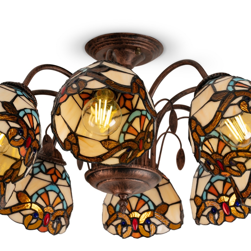 Brilagi - Tiffany-Buntglas-Aufbauleuchte MIRABELLA 8xE27/60W/230V Ø 68 cm