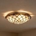 Brilagi - Tiffany-Buntglas-Deckenleuchte Elfenbein 2xE27/60W/230V Ø 40 cm