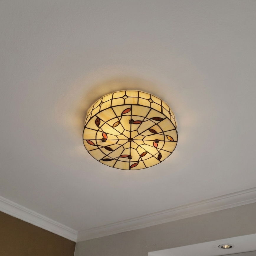 BRILAGI - Tiffany Buntglas-Deckenleuchte FOLIA 2xE27/60W/230V Ø 40 cm