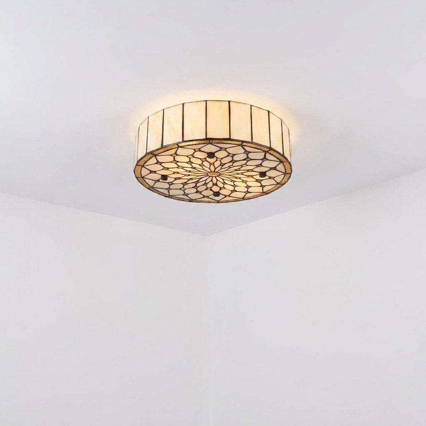 BRILAGI - Tiffany Buntglas-Deckenleuchte IVORY 2xE27/60W/230V Ø 40 cm