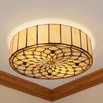 Brilagi - Tiffany-Buntglas-Deckenleuchte IVORY 3xE27/60W/230V Ø 40 cm