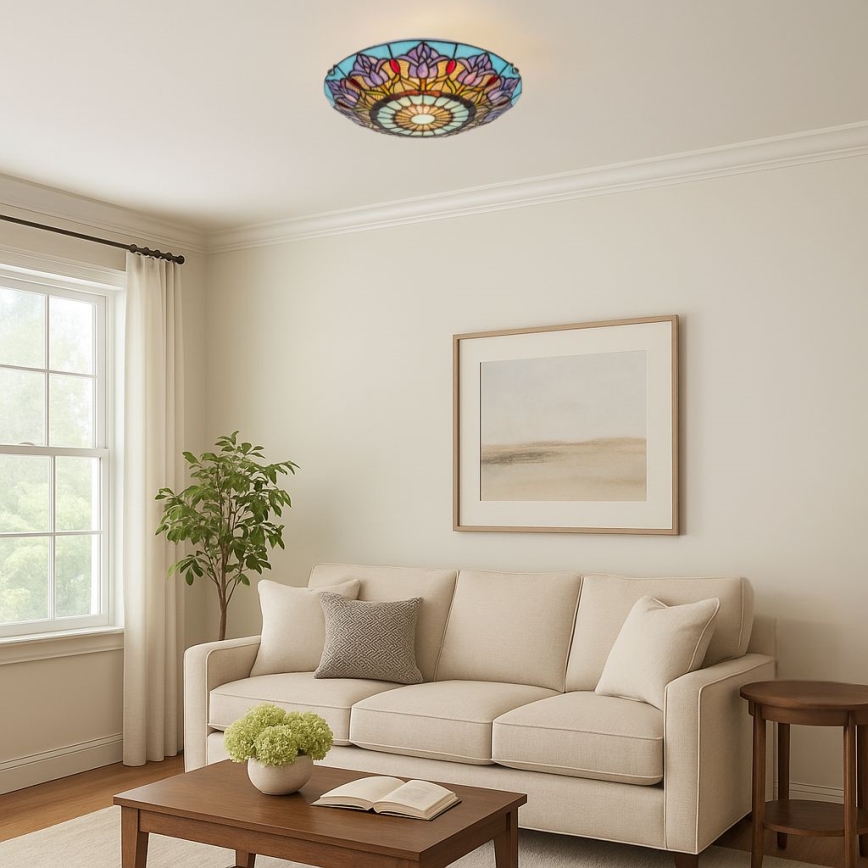 Brilagi - Tiffany-Buntglas-Deckenleuchte LORAS 2xE27/60W/230V