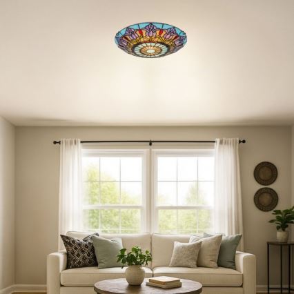 Brilagi - Tiffany-Buntglas-Deckenleuchte LORAS 2xE27/60W/230V