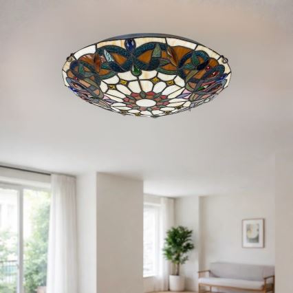Brilagi - Tiffany-Buntglas-Deckenleuchte LUISA 2xE27/60W/230V Ø 40 cm