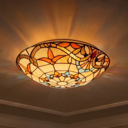 Brilagi - Tiffany-Buntglas-Deckenleuchte MIRABELLA 2xE27/60W/230V Ø 40 cm