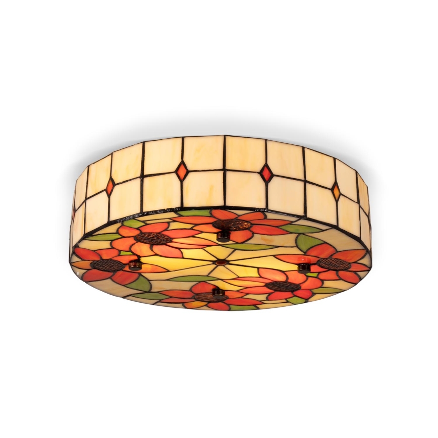 BRILAGI - Tiffany Buntglas-Deckenleuchte SUNFLOWER 2xE27/60W/230V Ø 40 cm