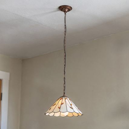 Brilagi - Tiffany-Buntglas-Hängeleuchte an Kette FOLIA 1xE27/60W/230V Ø 40 cm