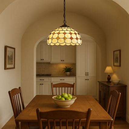 Brilagi - Tiffany-Buntglas-Kronleuchter an Kette DORAN 2xE27/60W/230V