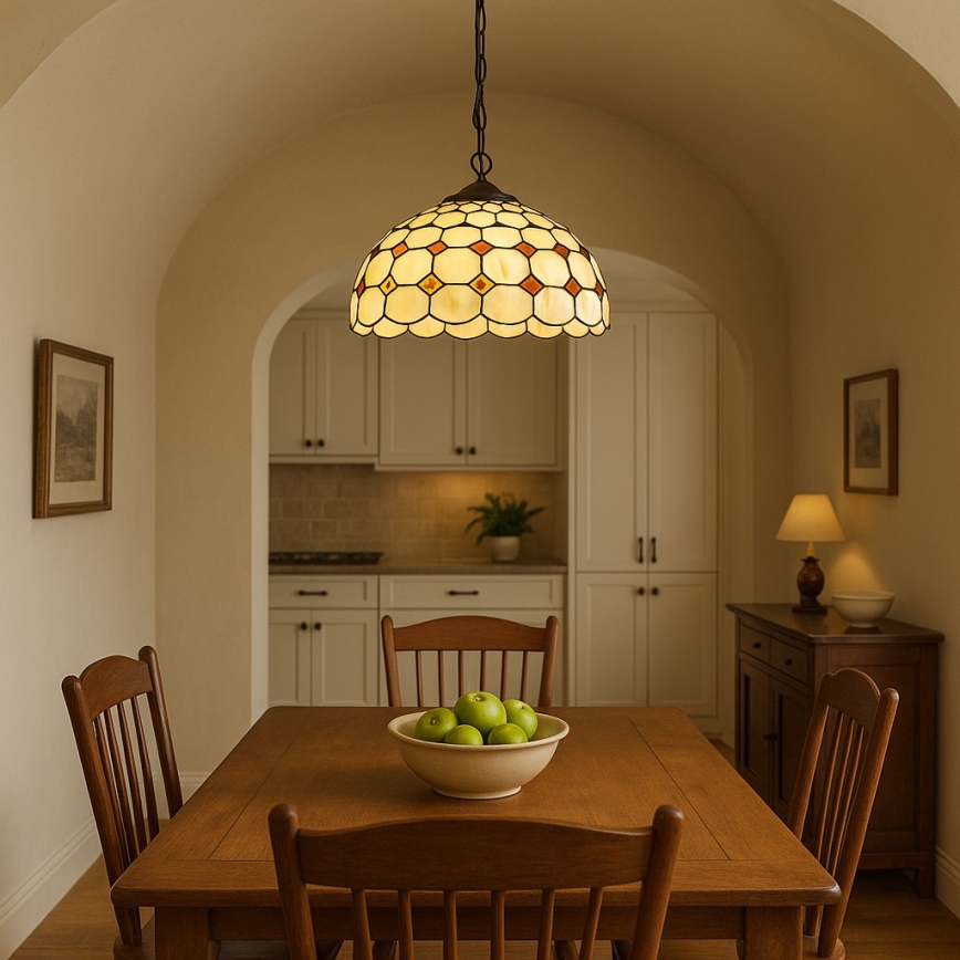 Brilagi - Tiffany-Buntglas-Kronleuchter an Kette DORAN 2xE27/60W/230V