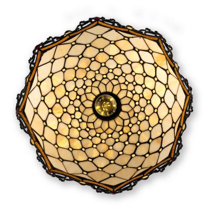 BRILAGI - Tiffany Buntglas-Kronleuchter an Kette IVORY 1xE27/60W/230V Ø 40 cm