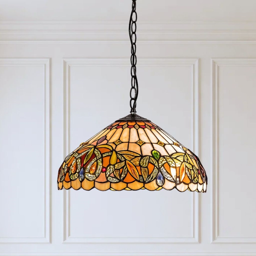 Brilagi - Tiffany-Buntglas-Kronleuchter an Kette LUISA 2xE27/60W/230V