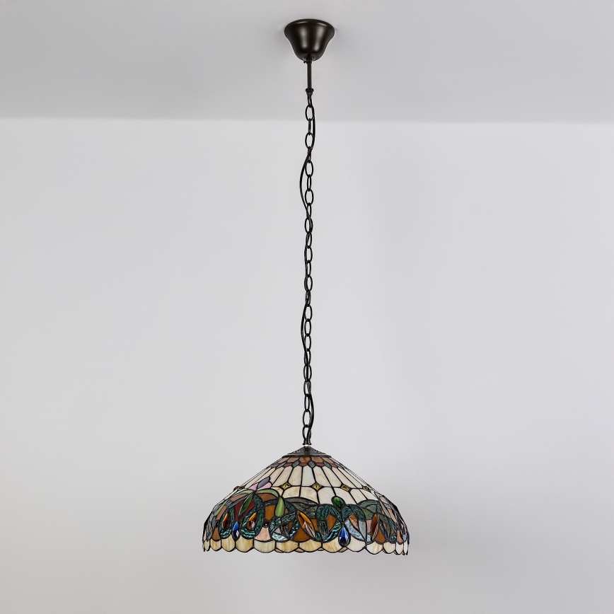 Brilagi - Tiffany-Buntglas-Kronleuchter an Kette LUISA 2xE27/60W/230V