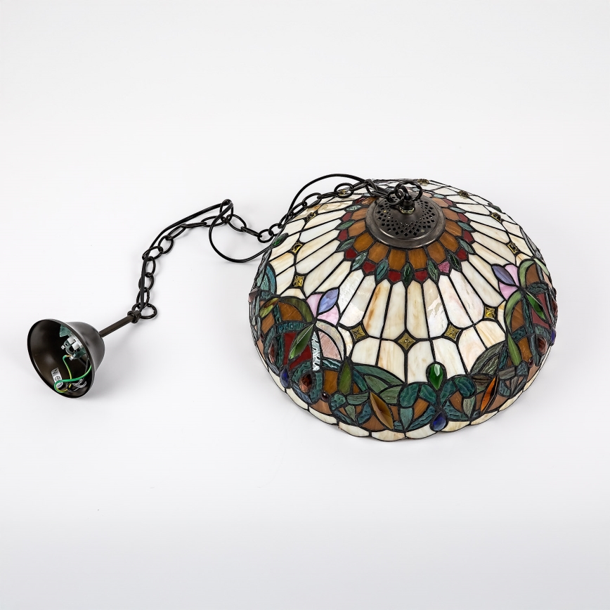 Brilagi - Tiffany-Buntglas-Kronleuchter an Kette LUISA 2xE27/60W/230V