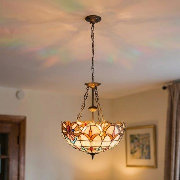 Brilagi - Tiffany-Buntglas-Kronleuchter an Kette MIRABELLA 3xE27/60W/230V Ø 50 cm