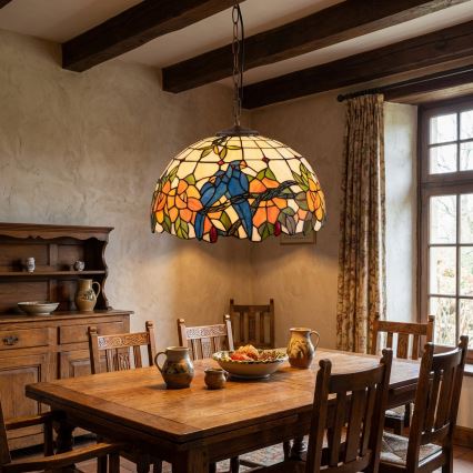 Brilagi - Tiffany-Buntglas-Kronleuchter mit Kette JUNGLE 1xE27/60W/230V Ø 40 cm