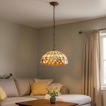 Brilagi - Tiffany-Buntglas-Kronleuchter mit Kette MIRABELLA 1xE27/60W/230V Ø 40 cm