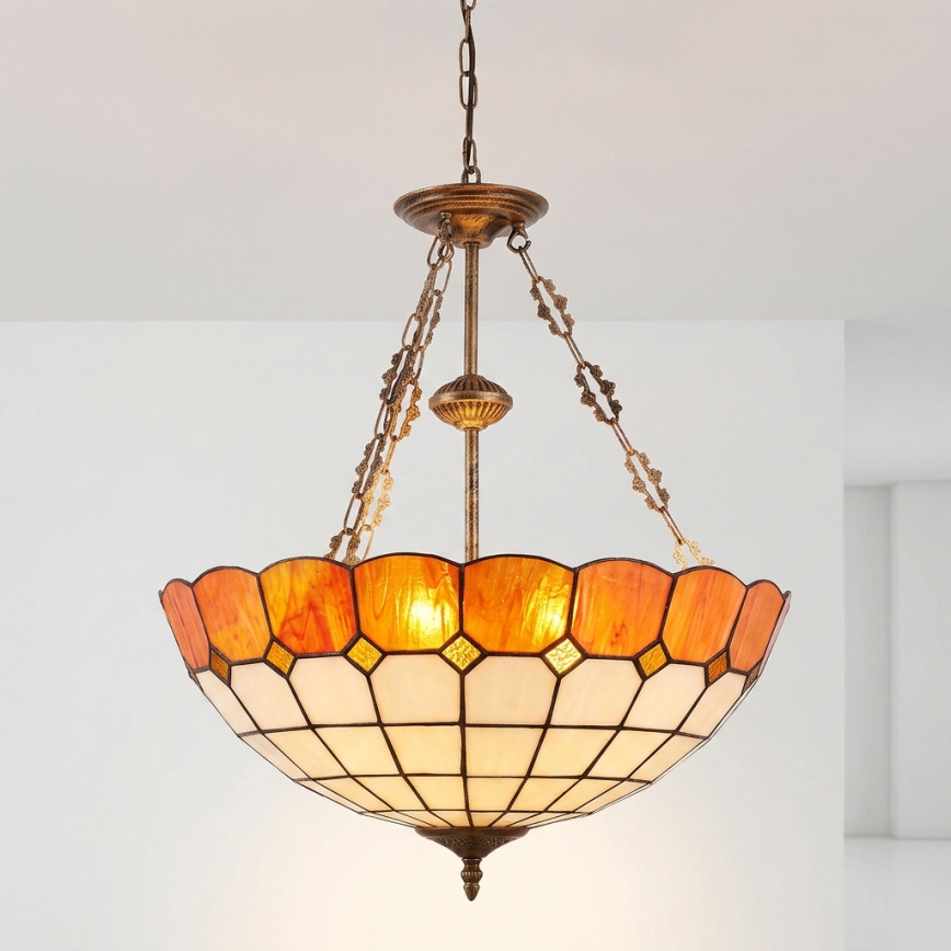 Brilagi - Tiffany-Buntglas-Kronleuchter mit Kette SIENNA 3xE27/60W/230V Ø 50 cm