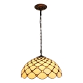 BRILAGI - Tiffany Buntglas-Pendelleuchte an Kette IVORY SMOOTH 1xE27/60W/230V Ø 40 cm