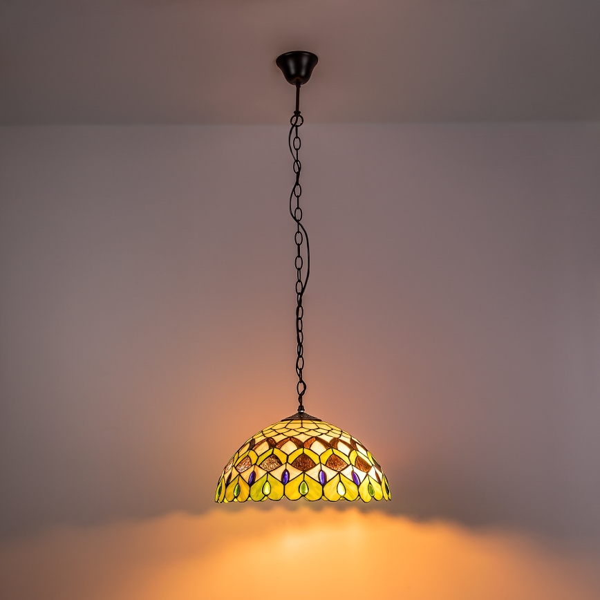 Brilagi - Tiffany-Buntglas-Pendelleuchte mit Kette MARGARET 2xE27/60W/230V